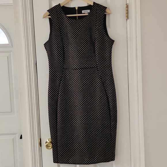 Calvin Klein Dresses & Skirts - Calvin Klein Black Gold Sheath Pencil Dress 14
